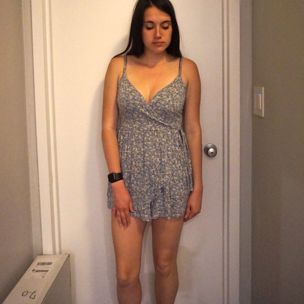 Blue Tank Wrap Front Romper